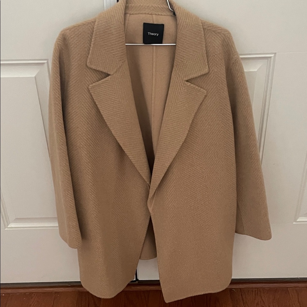 Theory Clairene Women's Tan Herringbone Blazer size XL